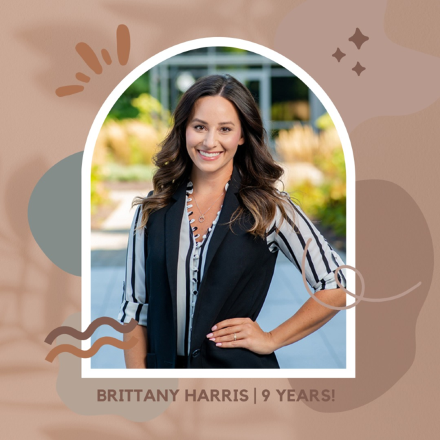 Celebrating Brittany's 9️⃣ year #Workiversary as a #HottSchott 🎉 Your creativity, attention to detail, and inspiring design brain have left a lasting impact on us all.  Thank you for your steadfast presence and thoughtful approach.  We admire you and are grateful for the support, fun and inspiration you bring to the team! 🌟